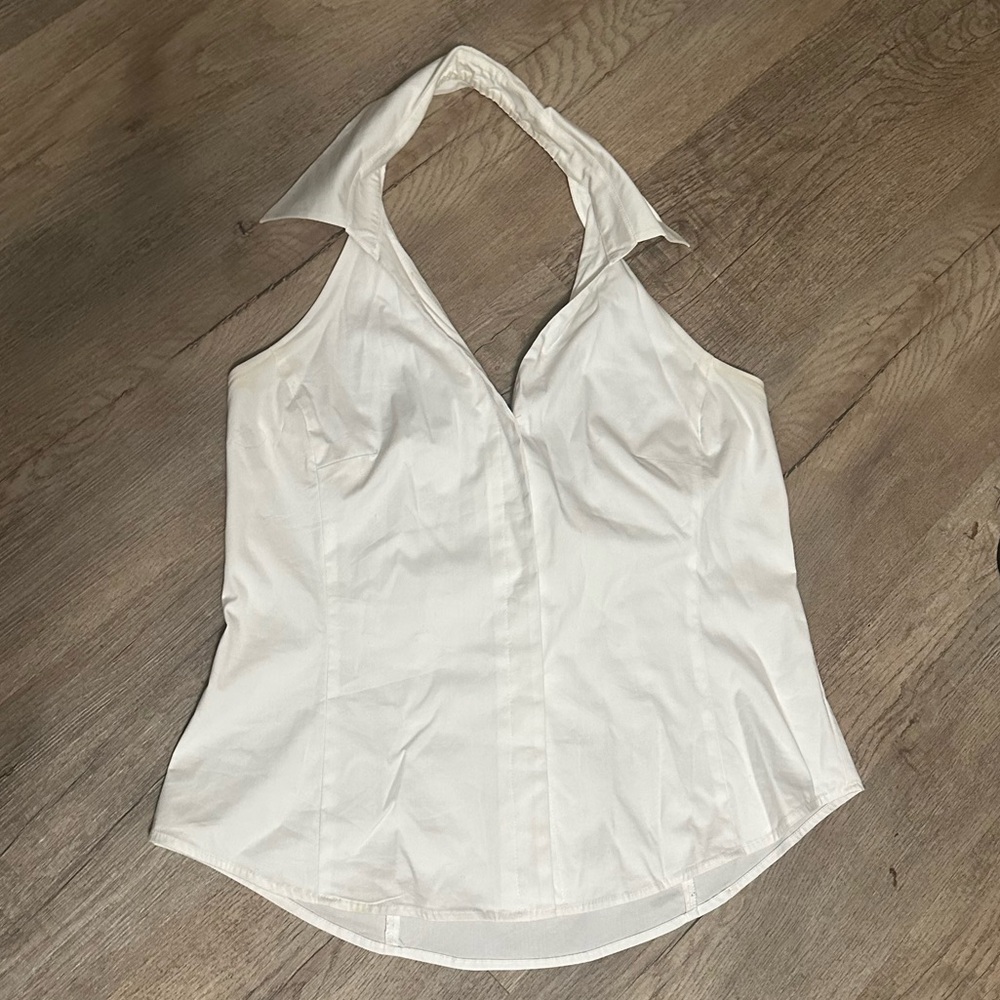 White House Black Market White Halter Button-Front shirt
